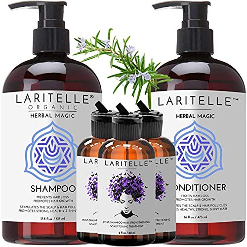 Laritelle Organic Hair Growth Set - Nourishes & Strengthens Hair, Hypoallergenic - 3 Products