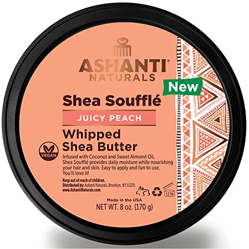 Ashanti Naturals Body Butter - Nourishing Whipped Shea with Coconut & Almond Oil - Juicy Peach, 8oz