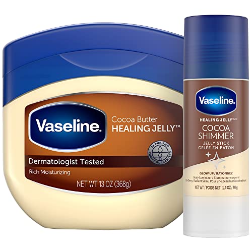 Vaseline Rich Moisturizing Healing Jelly with Cocoa Butter & Shimmer Stick - 13oz & 1.4oz