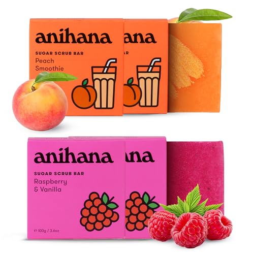 ANIHANA Body Scrub Bars - Gentle Exfoliation, Nourishing Coconut Oil - 4 Pack, 3.6 Oz Each