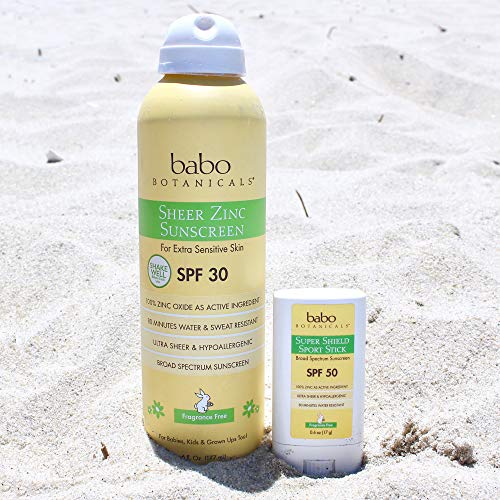 Babo Botanicals Sheer Zinc Sunscreen Spray SPF30 - Mineral Protection, Fragrance-Free - 2-Pack