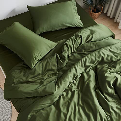 DOZ Fitted Sheet Set - Buttery Soft, Cooling, High GSM, Oeko-Tex Certified - 3pc Queen, Forest