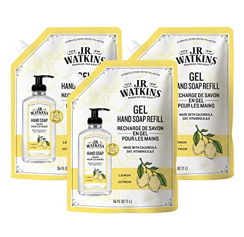 J.R. Watkins Hand Soap Refill - Moisturizing, Alcohol-Free, Natural Ingredients - 34 Fl Oz, 3 Pack