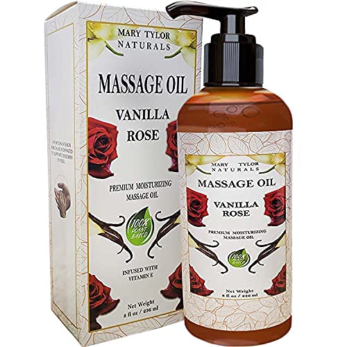 Mary Tylor Naturals Massage Oil - Nourishing Vanilla Rose for Skin Hydration - 8 Fl Oz