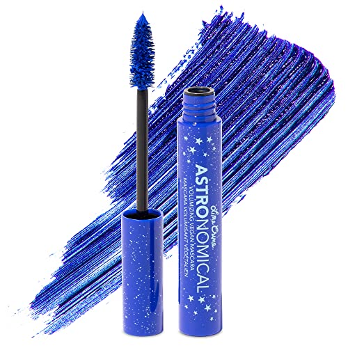 Lime Crime Volumizing Vegan Mascara - Bold Blue Color, Fiber Brush for Defined Lashes - 0.31oz