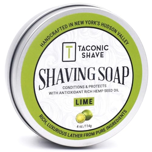 Taconic Shave Moisturizing Shaving Soap - Anti-Oxidant Seed Oils, Lime Scent - 3" Round