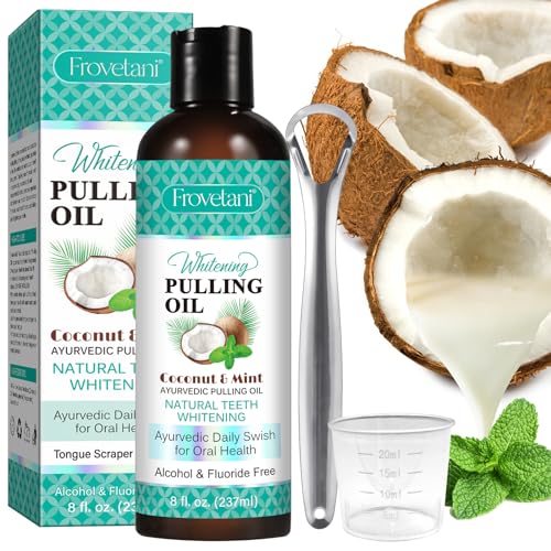 Frovetani Coconut Oil Pulling Mouthwash - Freshens Breath, Brightens Teeth, 237ML