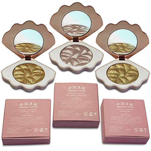 Bighiza Highlighting Face Powder - Luminous Glow, Natural Shimmer, 1 Pink & 2 Gold Shades