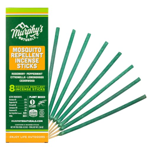 Murphy’s Naturals Bug Repellent Incense Sticks - 2.5-Hour Protection with Plant Oils - 8 Sticks