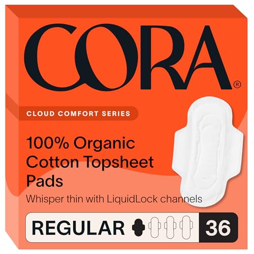 Cora Menstrual Pads - Ultra-Thin, Organic Cotton for Comfort & Dryness - 36 Count