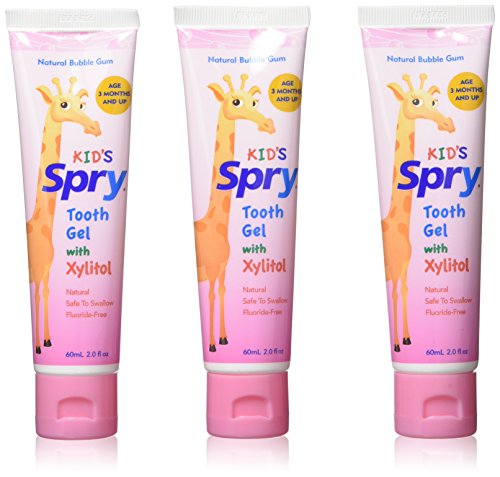 Spry Kids Toothpaste - Bubble Gum Flavor, Fluoride Free, Xylitol Sweetened - 2oz (Pack of 3)