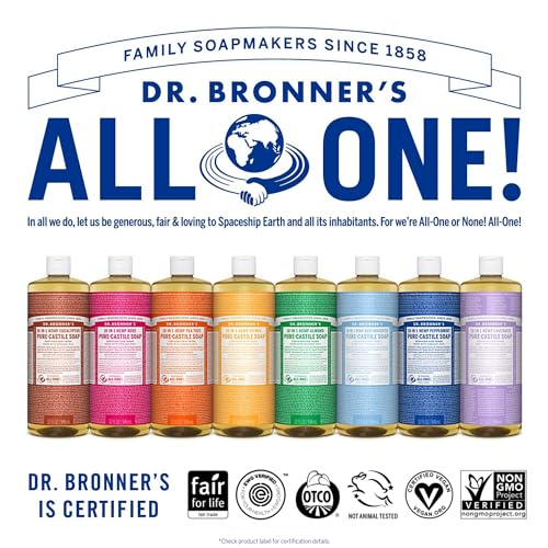 Dr. Bronner's Pure-Castile Liquid Soap - Organic Oils, Vegan, Multi-Use, 25oz (Peppermint)