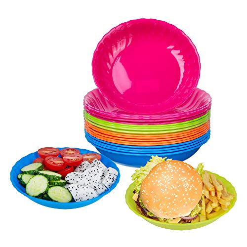 DilaBee Kid Plates Set of 20 - BPA Free, Microwave & Dishwasher Safe, 6-Inch Assorted Colors