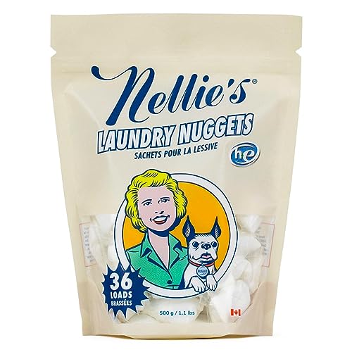 Nellie's Laundry Nuggets - Plant-Based Detergent Pods for Gentle Cleaning, 36 Loads