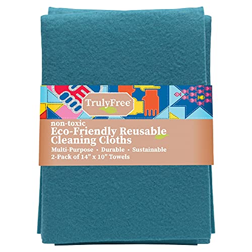 Truly Free Cleaning Cloth - Super Absorbent, Durable, Washable, 2 Pack, 14x10”