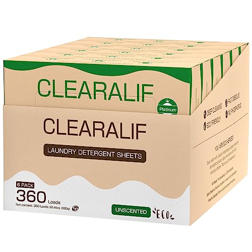 CLEARALIF Laundry Detergent Sheets - Ultra Cleaning Power, Sensitive Skin Safe - 180 Loads