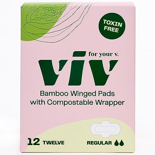 Viv Bamboo Menstrual Pads - Super Absorbent, Natural Protection, BPA & Dye Free - 12 Pack