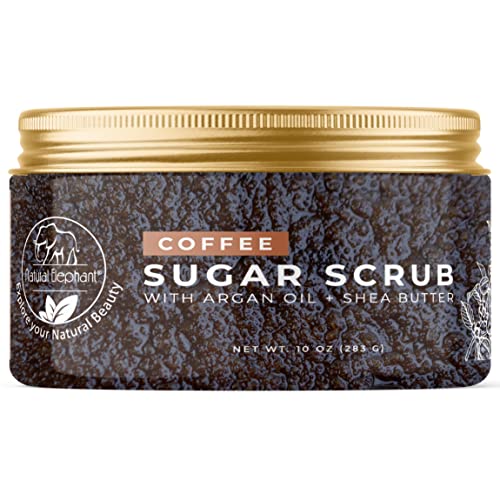 Natural Elephant Coffee Body Scrub - Exfoliating & Hydrating with Argan Oil & Shea Butter - 10oz