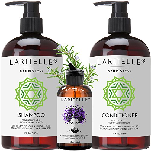 Laritelle Organic Hair Care Set - Promotes Healthy Growth, Non-Toxic & GMO-Free - 17.5oz, 16oz, 2oz