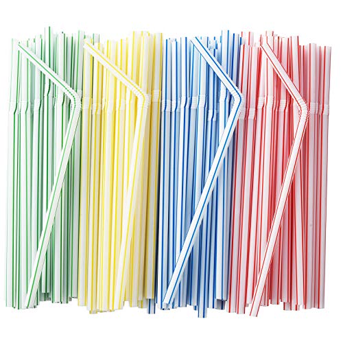 ALINK Drinking Straw & Stirrer Set - Food Grade, Reusable, Fun Design - 500 Pack, 7.75"