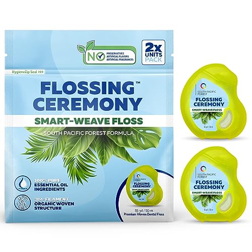 FlossingCeremony Dental Floss - Expanding, Vegan, Non-Toxic, Eucalyptus & Manuka - 55 Yards x 2