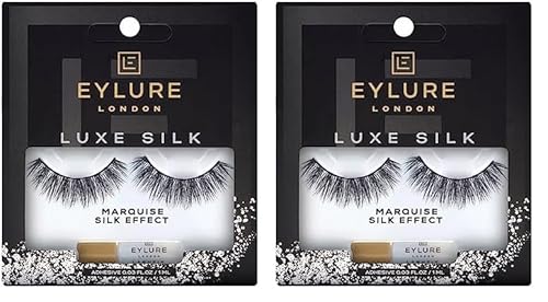 Eylure Luxe Silk Marquise Eyelashes - Artisan Crafted, Reusable, Adhesive Included - 2 Pairs