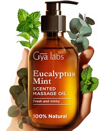 Gya Labs Eucalyptus Mint Massage Oil - Refreshing for Sore Muscles, Hydrating Oils - 6.76 Fl Oz