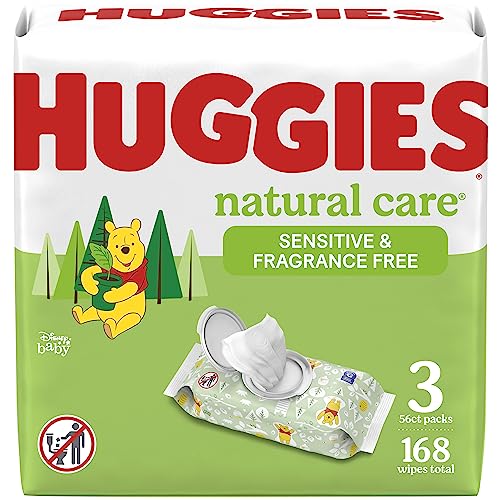 Huggies Natural Care Sensitive Baby Wipes - Hypoallergenic, 99% Purified Water - 168 Wipes