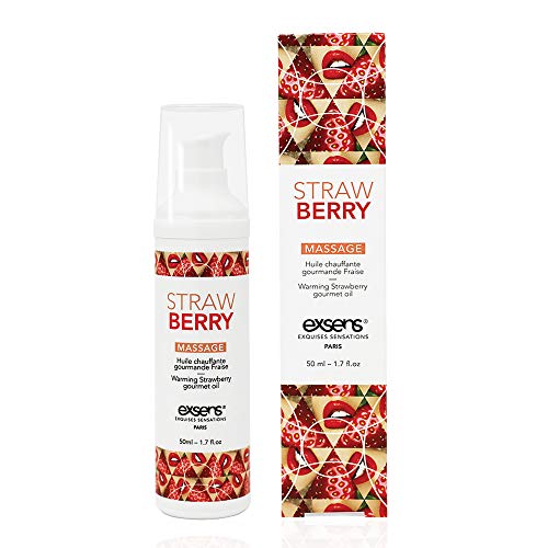 Exsens Strawberry Warming Massage Oil - Edible, Body Safe, All Natural - 1.7 fl oz