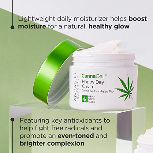 Andalou Naturals Happy Day Cream - Nourishing Hemp Stem Cell Formula for Glowing Skin - 1.7 fl oz