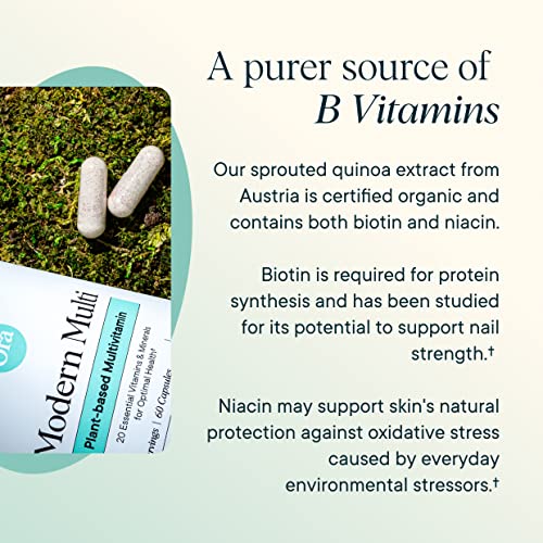 Ora Organic Plant Based Multivitamin - Supports Brain, Eye, Energy, Immune Health - 60 Vegan Caps