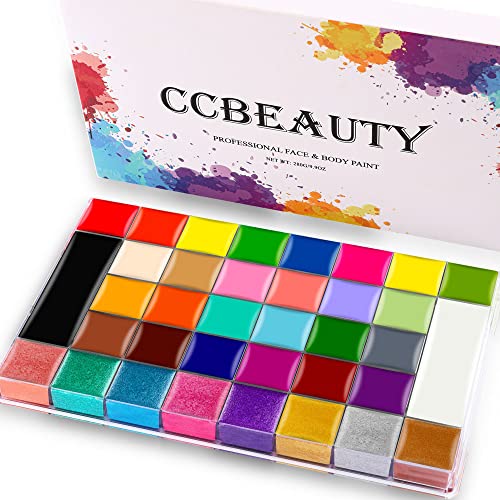 CCbeauty Body Paint Palette - 36 Vibrant Colors, Non-Toxic & Hypoallergenic - 12oz Kit