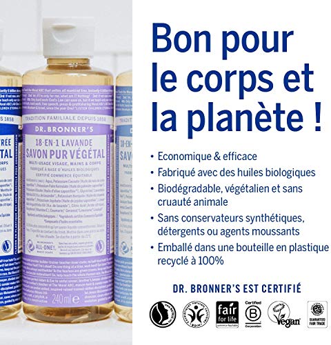 Dr. Bronner's Liquid Body Soap - All-Natural Lavender, Cruelty-Free & Biodegradable - 32 oz