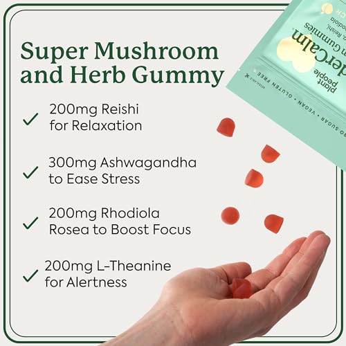 Plant People WonderCalm Mushroom Gummies - Eases Stress, Boosts Mood, Vegan, Peach Flavor - 60 Count