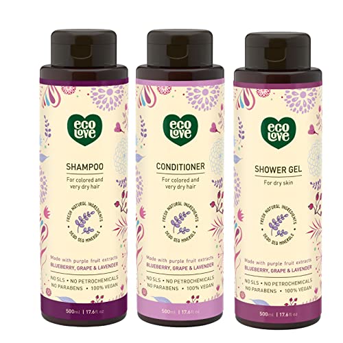 ecoLove 3-in-1 Shampoo, Conditioner & Body Wash - Organic Lavender, Vegan - 12oz