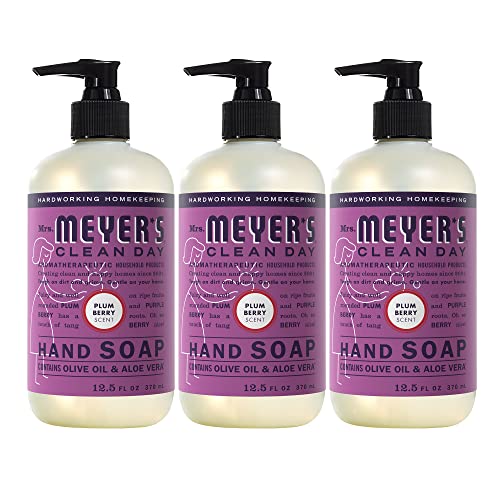 Mrs. Meyer's Hand Soap - Non-Drying, Plum Berry Scented, Cruelty-Free, 12.5 oz - Pack of 3