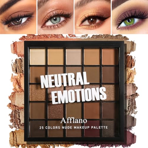 Nude Neutral Eyeshadow Palette - 25 Highly Pigmented Colors, Long Lasting & Hypoallergenic