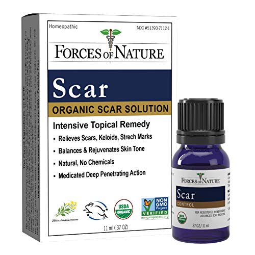 Forces of Nature Scar Cream - Reduces Scars & Stretch Marks, Organic Essential Oils - 0.37 Fl Oz