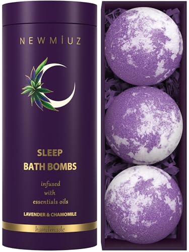 New Miuz Bath Bombs - Lavender & Chamomile for Deep Sleep, Nourishes Dry Skin - 3pcs, 100mg each