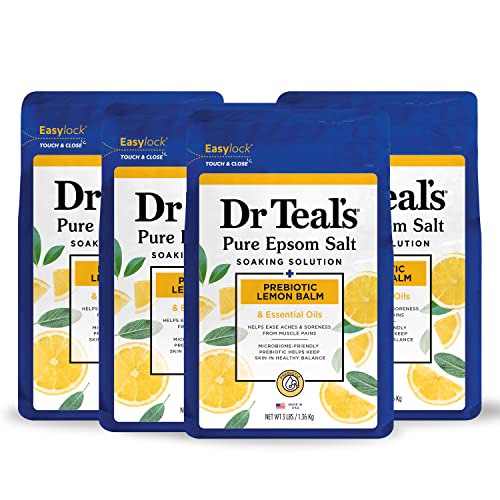 Dr Teal's Epsom Salt Magnesium Soak - Muscle Relief, Prebiotic Lemon Balm & Essential Oil - 3 lbs