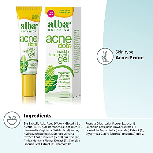 Alba Botanica Blemish & Acne Treatment - Maximum Strength, Plant-Based, 0.5 oz