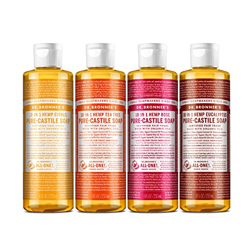 Dr. Bronner's Body Soap Variety Pack - Organic, Fair Trade, No Synthetic Additives - 4x8oz