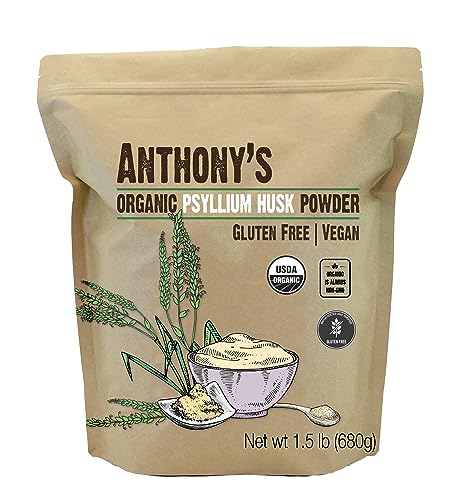 Anthony's Organic Psyllium Husk Powder - Promotes Digestive Health, Gluten Free, Vegan - 1.5 lb