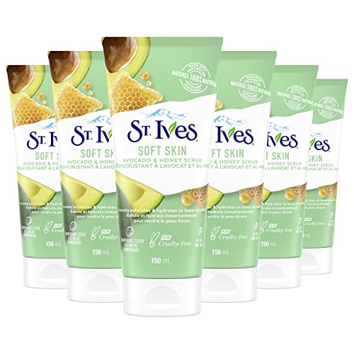 St. Ives Face Scrub - Hydrating Exfoliation with Avocado & Honey, PETA Approved - 6 oz, 6 Pack