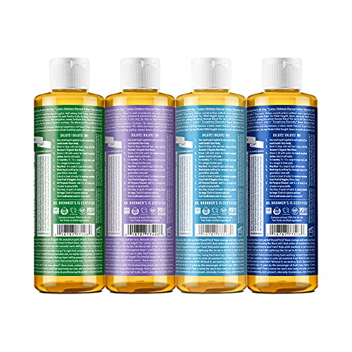 Dr. Bronner's Body Soap Variety Pack - Organic Oils, 18-in-1 Uses, 4 Scents - 32oz Total