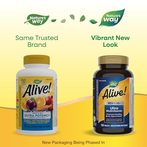 Nature's Way Alive! Men's 50+ Multivitamin - Supports Brain, Heart & Eye Health - 150 Tablets