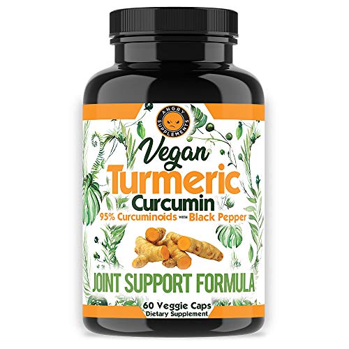 Vegan Turmeric Curcumin Supplement - 95% Curcuminoids for Joint Support - 60 Veggie Caps