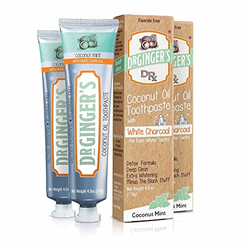 Dr. Ginger's Coconut Oil Toothpaste - Whitening Power, Enamel-Safe, Fluoride-Free - 4oz, 2ct