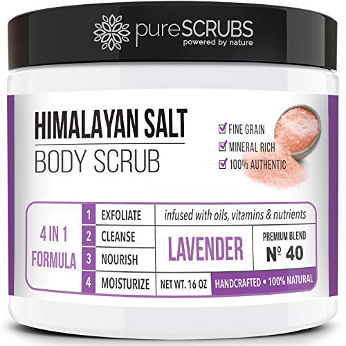 pureSCRUBS Body Scrub Set - Nourishing Lavender Aroma, Organic Oils & Bonus Accessories - 16oz