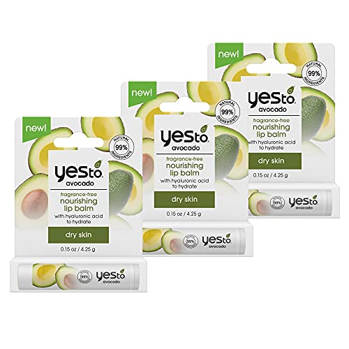 Yes To Lip Balm - Nourishing Avocado Hydration, Omega-3 & Hyaluronic Acid - 0.15 Oz, 3-Pack